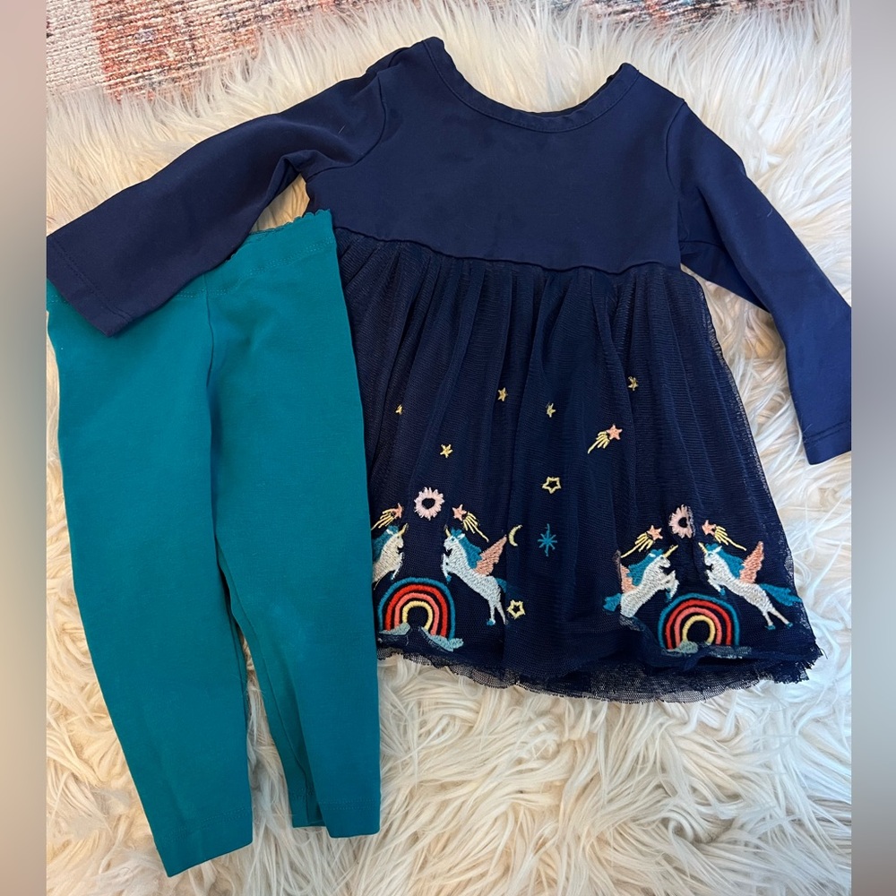 Hanna Andersson dress with adorable tea collection leggings